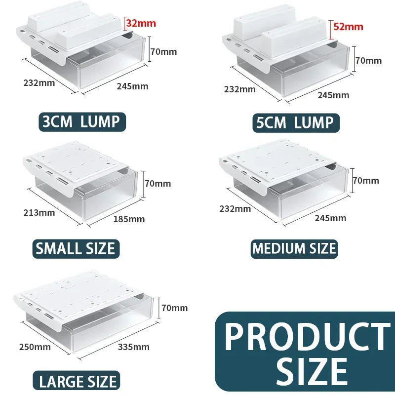 Hidden Under-Desk Drawer Storage Office Organizer, Self-Adhesive Plastic Drawers for Under table Accessories and Storage Box.