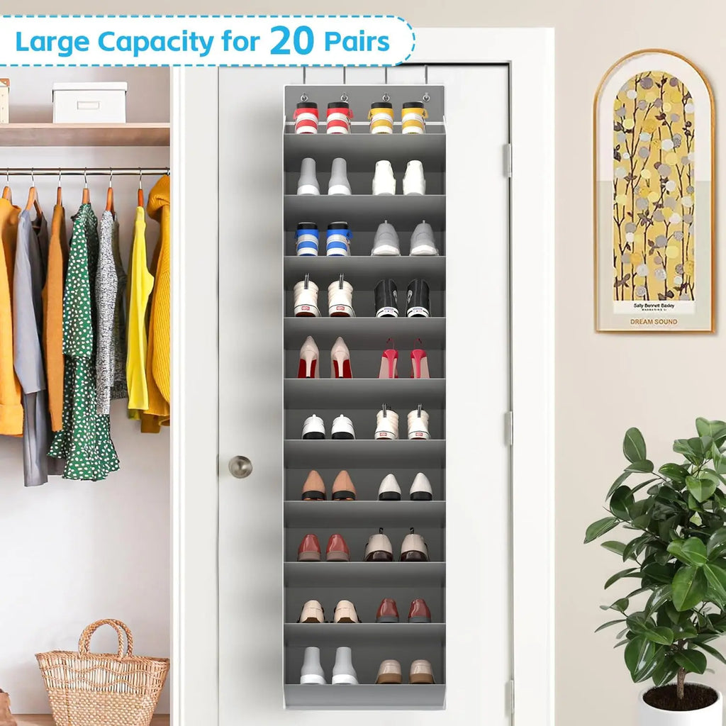 10-Tier Large Over-the-Door Shoe Organizer with Deep Pockets, Perfect Hanging Rack for Shoes and a Handy Storage Solution.