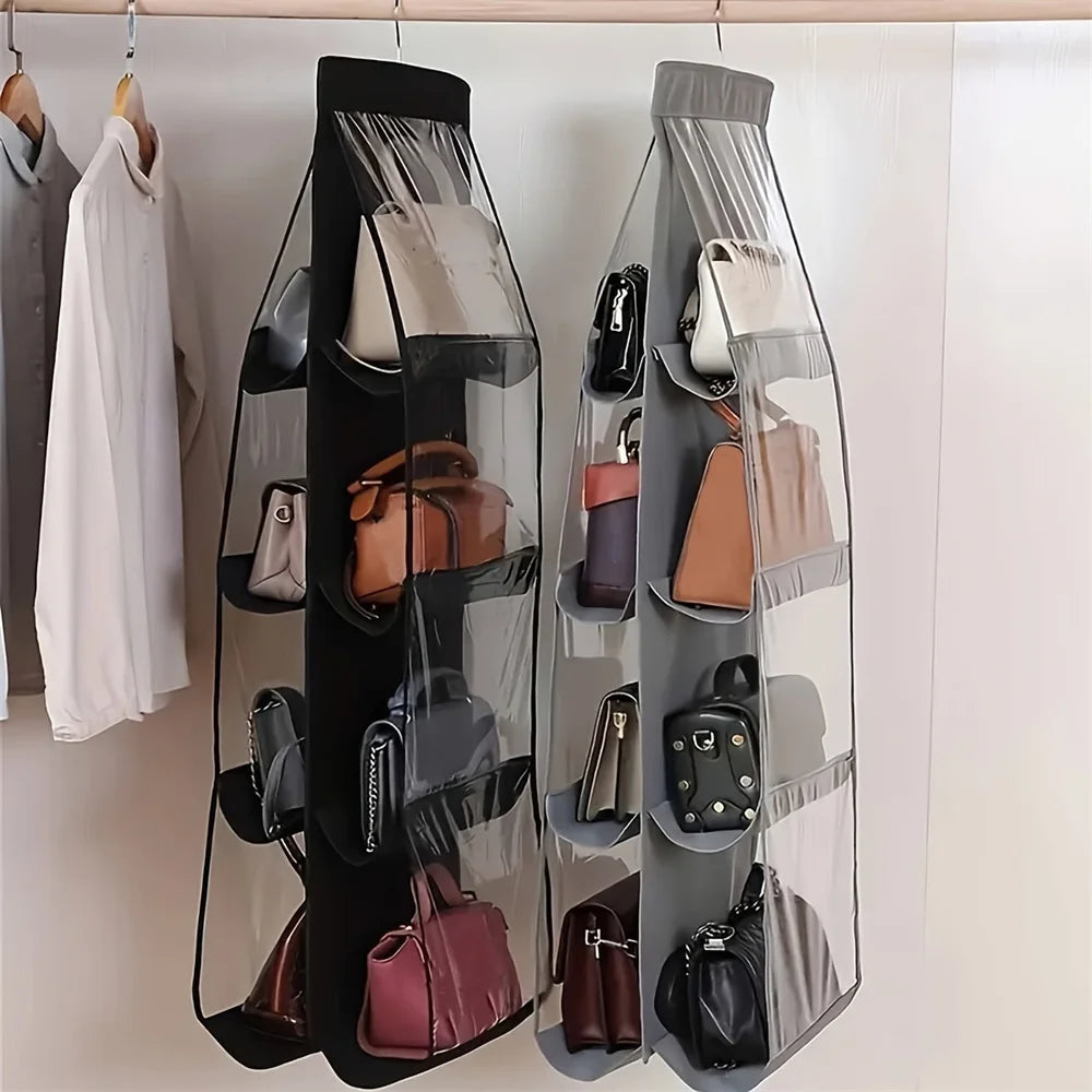 1-piece space-saving bag organizer, multi-layer hanging handbag holder, wardrobe and wallet organizer, bag storage rack