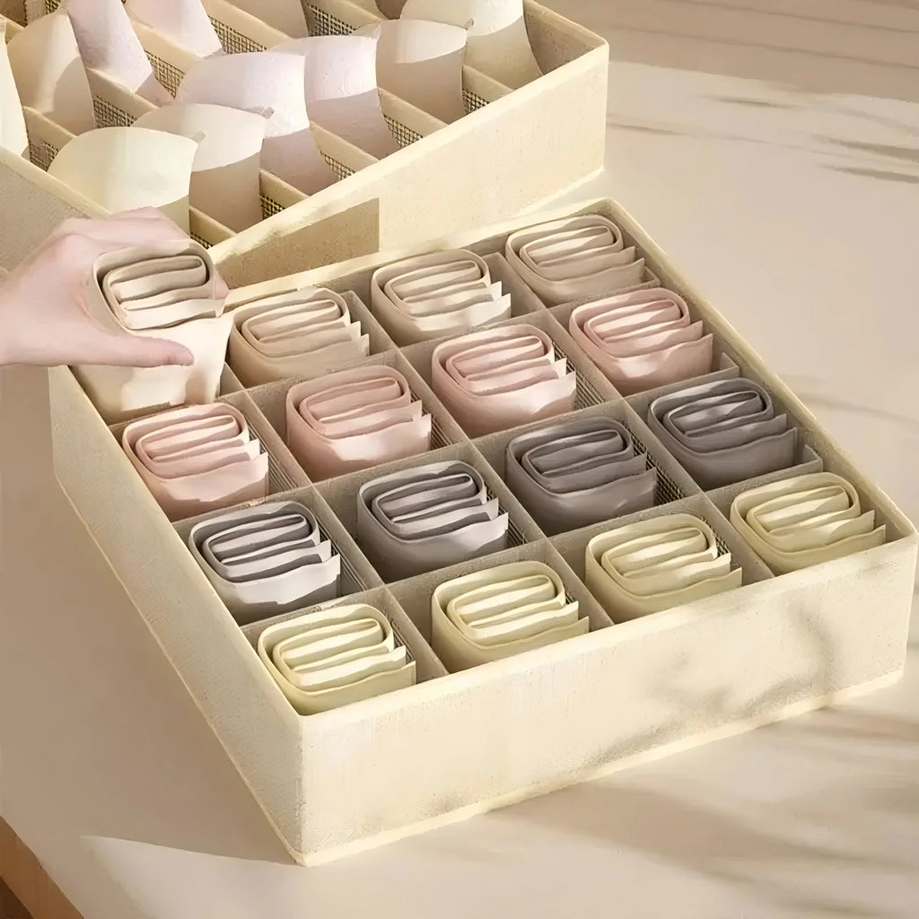 Underwear and clothes organizer boxes for your cabinet or closet, perfect for neatly storing bras, socks, and underpants.