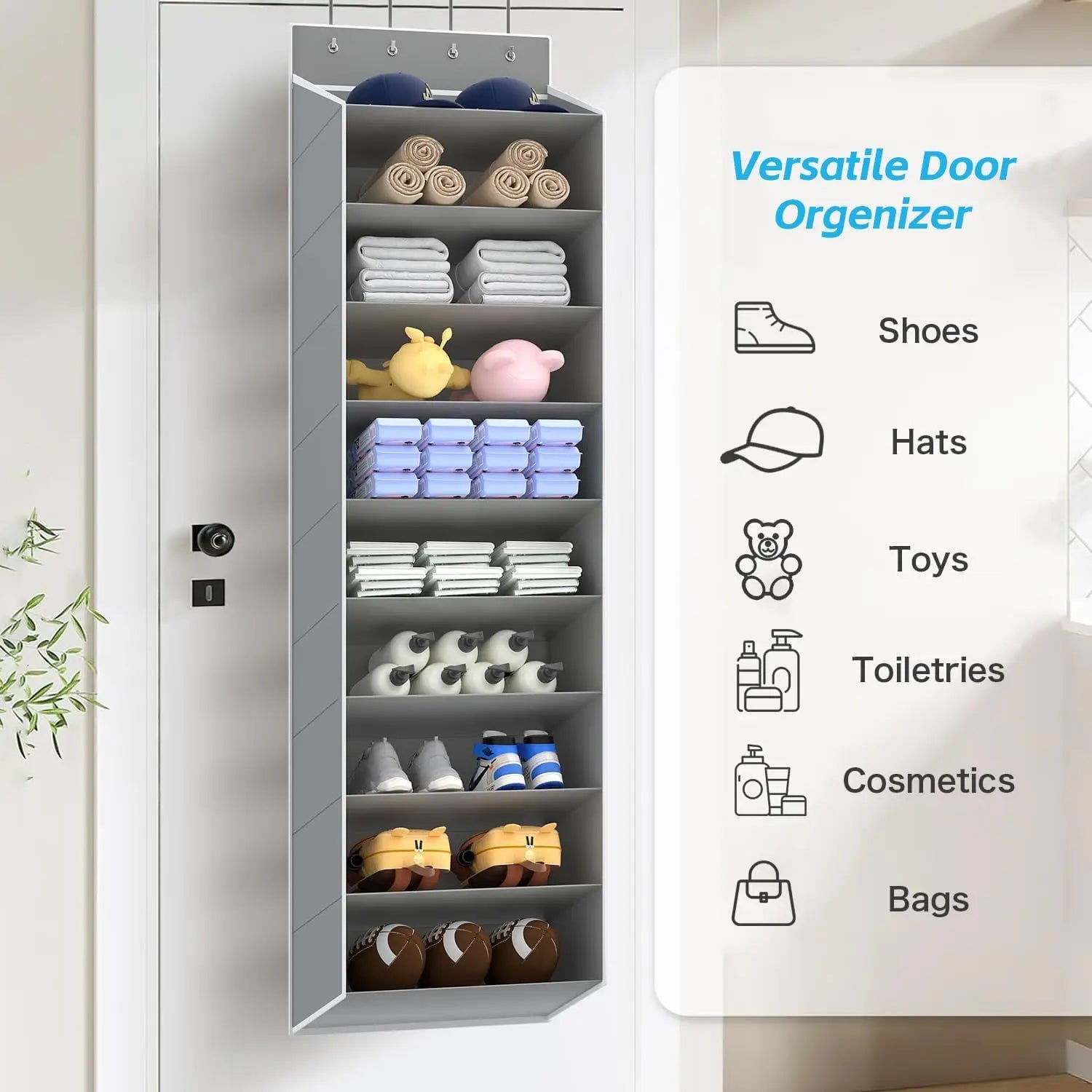 10-Tier Large Over-the-Door Shoe Organizer with Deep Pockets, Perfect Hanging Rack for Shoes and a Handy Storage Solution.