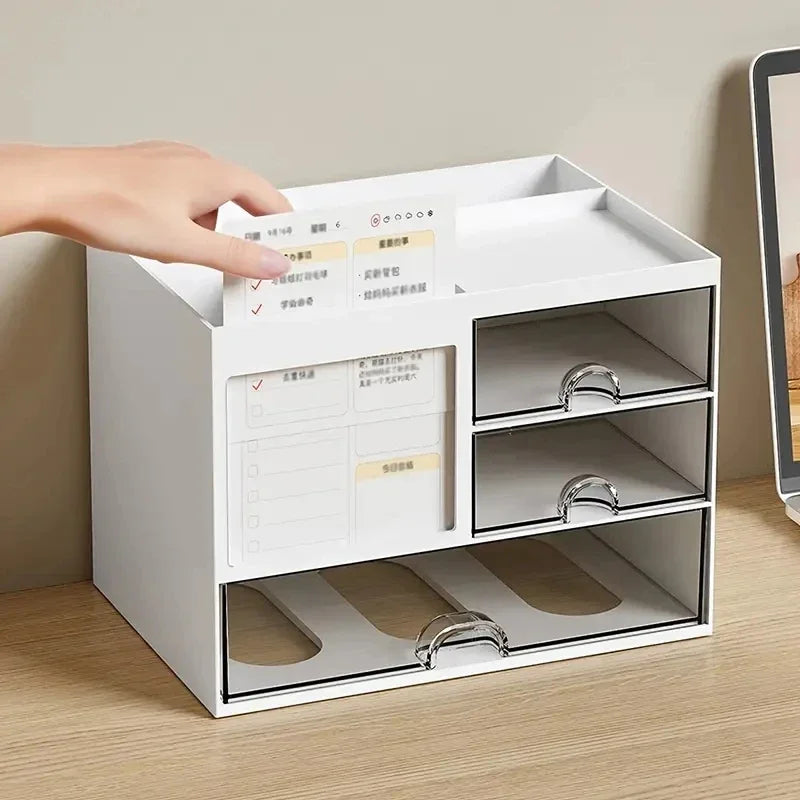 Desktop combination drawer storage box and desk organizer with practical partitions, perfect for holding office accessories, pen holders, and stationery.