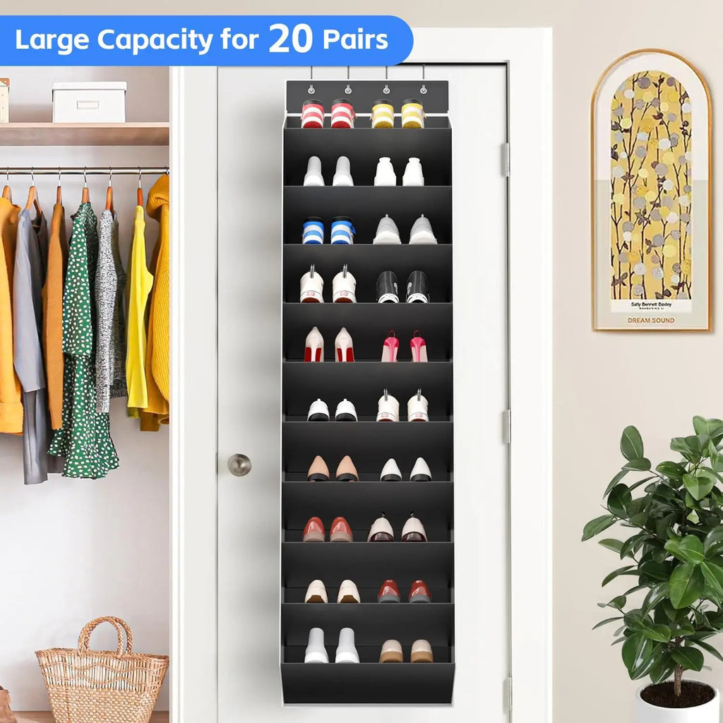 10-Tier Large Over-the-Door Shoe Organizer with Deep Pockets, Perfect Hanging Rack for Shoes and a Handy Storage Solution.