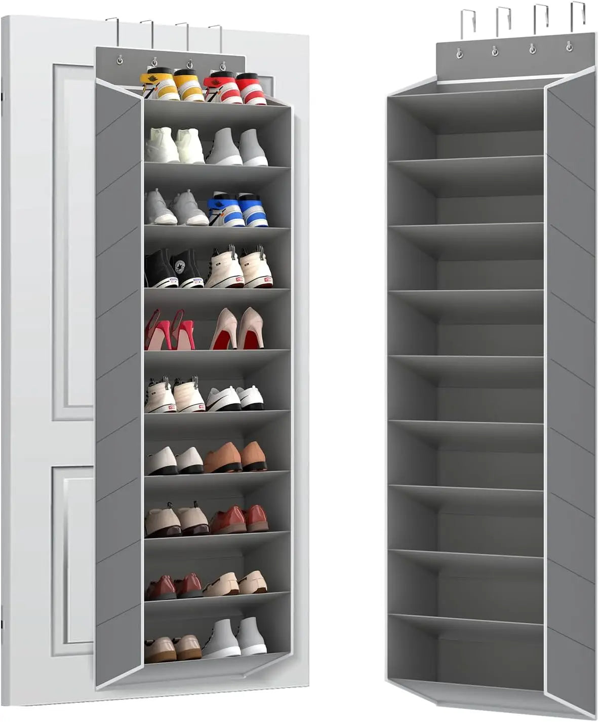10-Tier Large Over-the-Door Shoe Organizer with Deep Pockets, Perfect Hanging Rack for Shoes and a Handy Storage Solution.