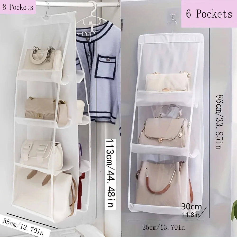 1-piece space-saving bag organizer, multi-layer hanging handbag holder, wardrobe and wallet organizer, bag storage rack