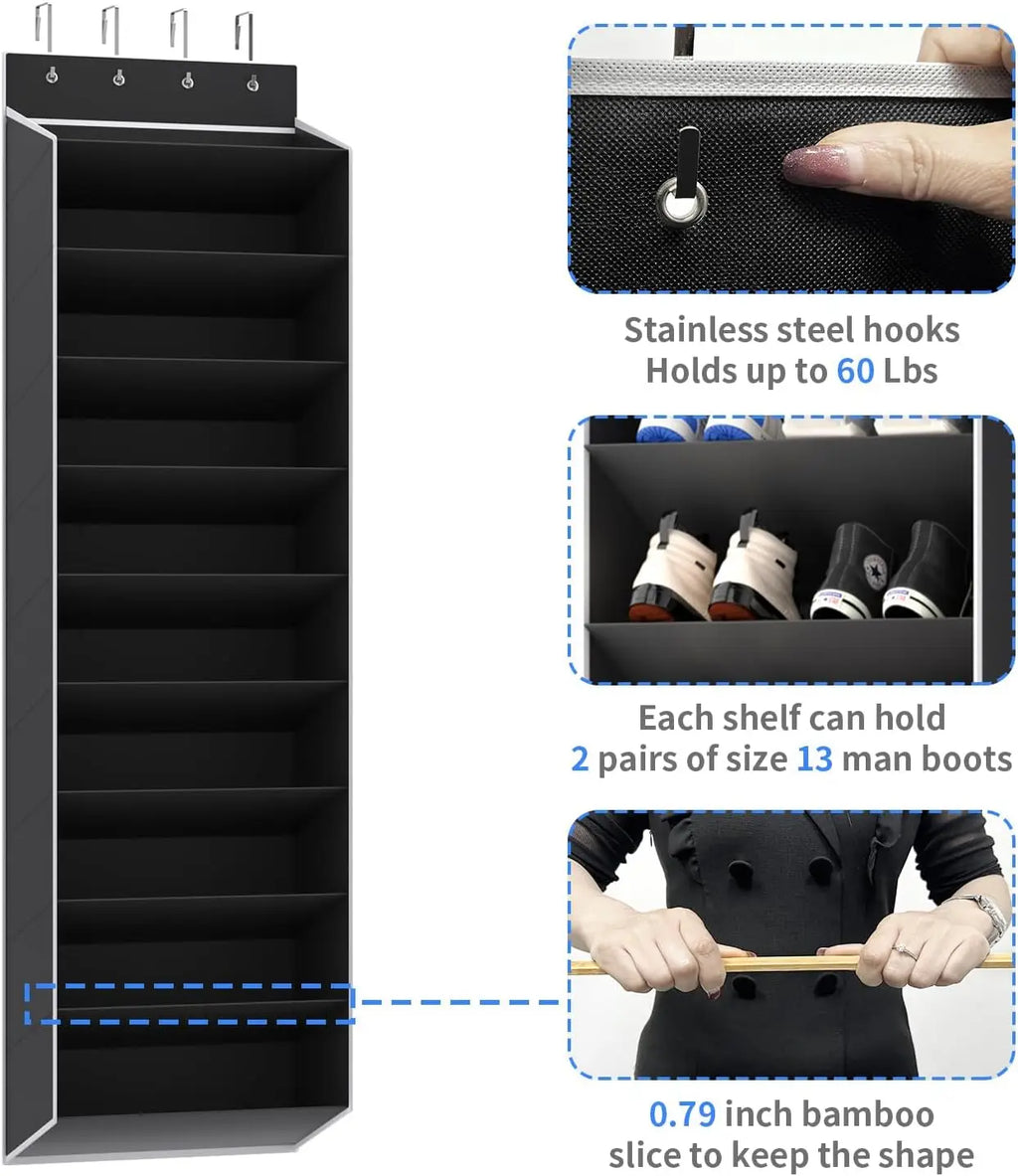 10-Tier Large Over-the-Door Shoe Organizer with Deep Pockets, Perfect Hanging Rack for Shoes and a Handy Storage Solution.