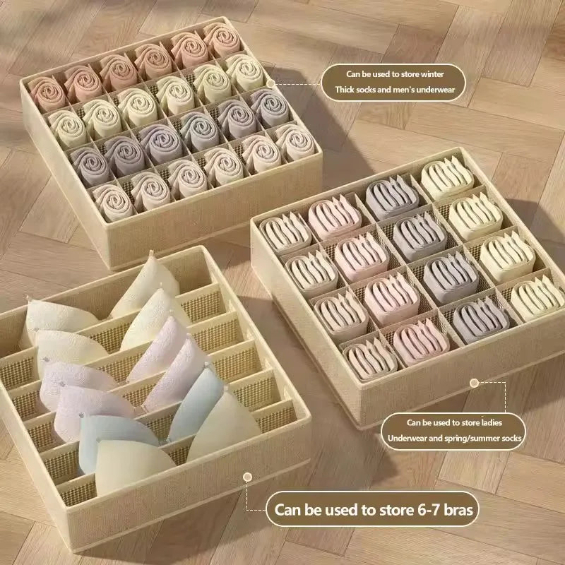 Underwear and clothes organizer boxes for your cabinet or closet, perfect for neatly storing bras, socks, and underpants.