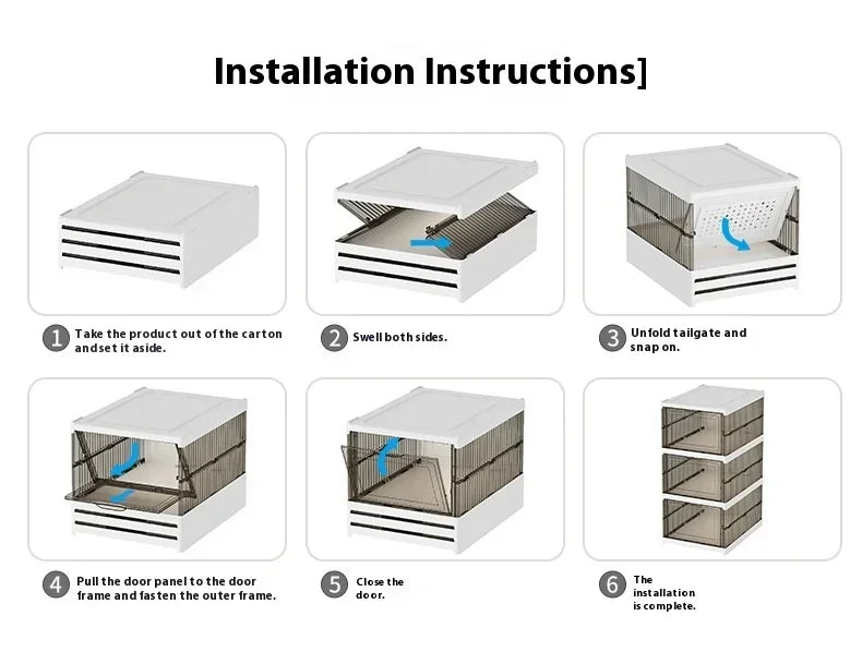 Dustproof 6-layer foldable shoe boxes, stackable and transparent, made from thickened plastic, perfect for organizing sneakers or other footwear in a neat and stylish cabinet setup.