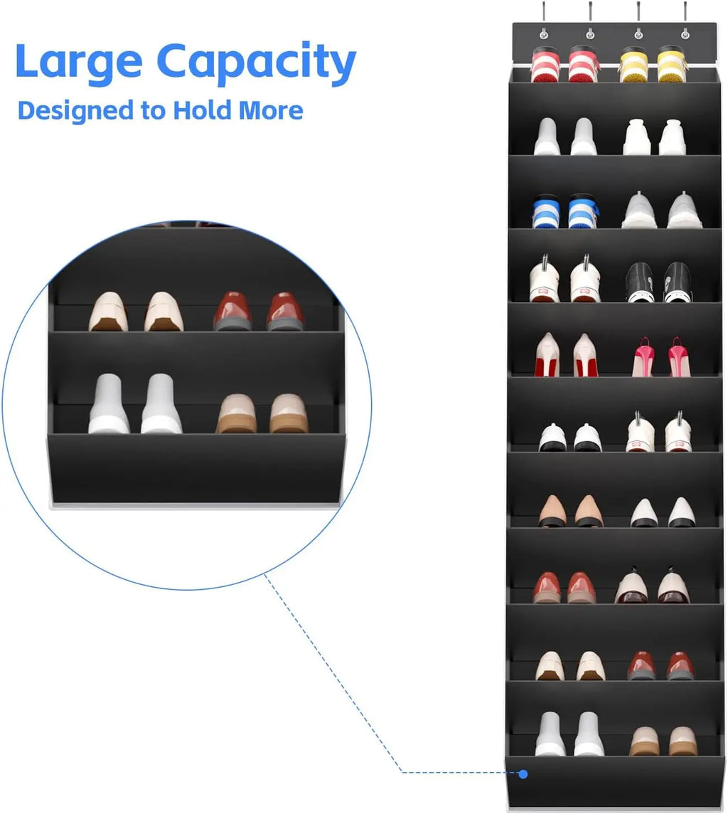 10-Tier Large Over-the-Door Shoe Organizer with Deep Pockets, Perfect Hanging Rack for Shoes and a Handy Storage Solution.