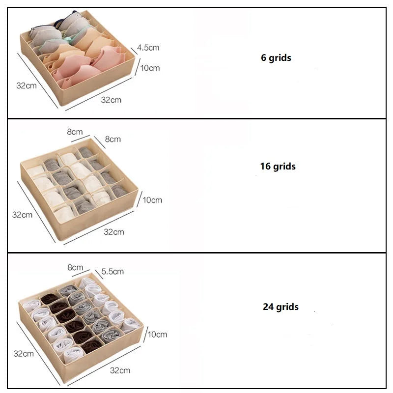 Underwear and clothes organizer boxes for your cabinet or closet, perfect for neatly storing bras, socks, and underpants.