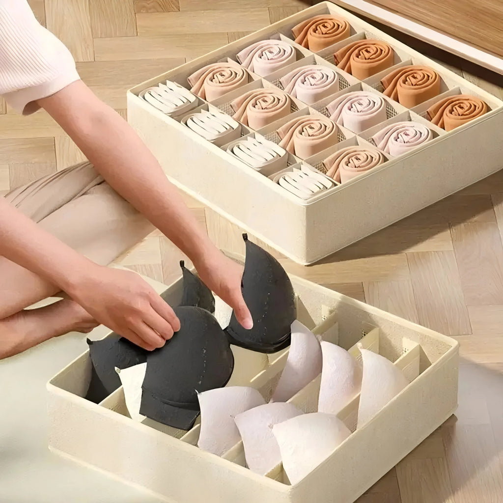 Underwear and clothes organizer boxes for your cabinet or closet, perfect for neatly storing bras, socks, and underpants.