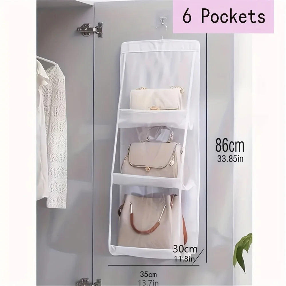 1-piece space-saving bag organizer, multi-layer hanging handbag holder, wardrobe and wallet organizer, bag storage rack